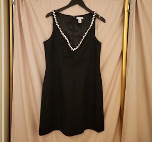 H&M Black Mini Dress with Pearl Accents